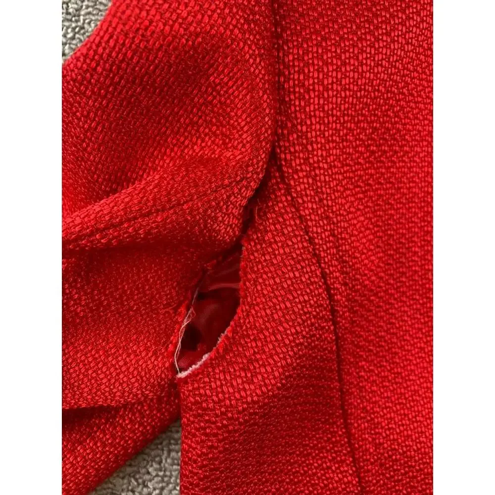 Y2K Tahari Arthur S Levine Blazer Women 4 Red Two Button Notch Lapel Long Sleeve
